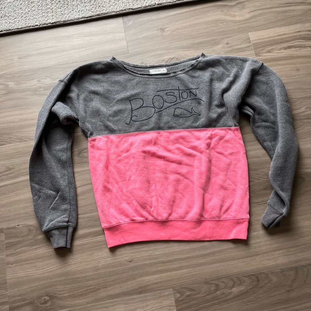 Boston Colorblock Crewneck Sweater - Pink and Gray